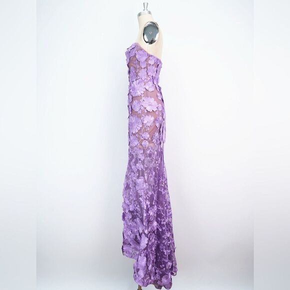 NWOT Bronx and Banco Jasmine Lilac floral Strapless Gown - Picture 10 of 16